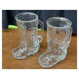 Two Vintage Made in Mexico Glass Foot Mugs