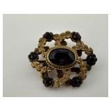 Vintage Gold Tone and Amethyst Color Stone