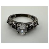 Sterling Silver White Stone Ring Size 7.5