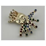 Vintage Court Jester Rhinestone Brooch