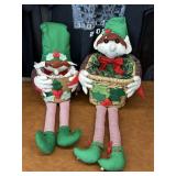 Vintage Handmade Elf Christmas Basket Shelf