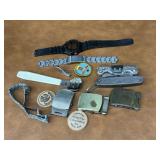 Selection of Watches, Belt Buckles, Knives