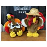 Two Animated Turkey Plush Thanksgiving Dï¿½cor