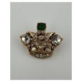 Vintage Gold Tone Rhinestone Crown Pin