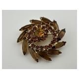 Vintage Amber, Citrine Color Stone Brooch