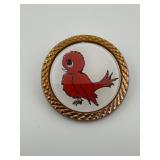 Vintage Hit USA Red Bird Brooch