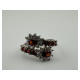 Sterling Silver Red Stone Ring Size 8.5