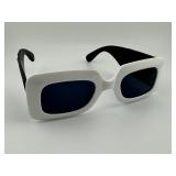 Two Toned Mod Narrow Thick Temple Sunglasses
