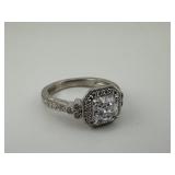 Sterling Silver White Stone Ring Size 9