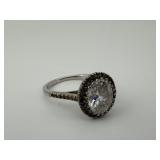 Sterling Silver White Stone Solitaire Ring Size 7