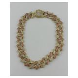 Pink and White Stone Gold Tone Choker
