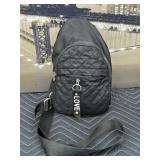 Black Crossbody Bag with Love Pull