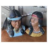 Vintage Signed Native American Head Busts