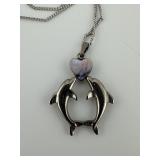 Vintage Dolphin, Abalone Heart Pendant