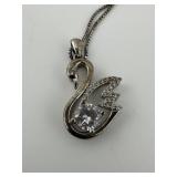 Sterling Silver Swan Pendant on Sterling
