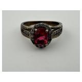 Vintage Pink and White Stone Ring Size 7