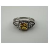 Beautiful Silver Tone Yellow, White Stone