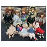 (10) Vintage Porcelain and More Dolls