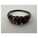Sterling Silver Red Stone Ring Size 6.5