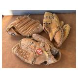 (3) Vintage Baseball Gloves