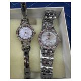 Two Armitron Now Pink and White Stone Watches