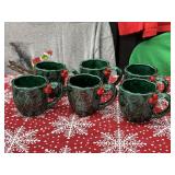 Vintage Lefton Japan Ceramic Holly Mugs