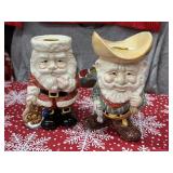 Vintage Ceramic Santa Candle Holders