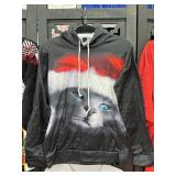 Cat with Santa Hat Hoodie Size S