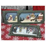 Set of Three Snowman Hand Painted Wall