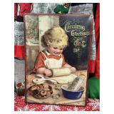 Vintage Christmas Greetings Metal Advertising