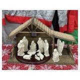 Porcelain Nativity Set with Wood Base and