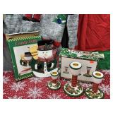 Ceramic Christmas Candle Holder Set and