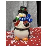 Vintage Ceramic Snowman Trinket Box