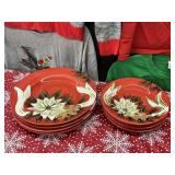 Hand Painted Christmas Dish Set