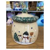 Vintage Christmas Lidded Crock