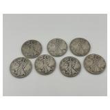 (7) 1940's Walking Liberty Silver Half Dollars