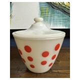 Rare Vintage Fire King Oven Ware Red Dot