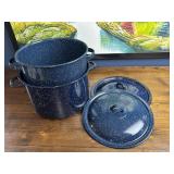(2) Blue Speckled Enamel Stock Pots