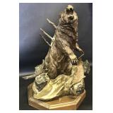Grizzly Bear Bronze Sculpture Signed Shoop 1983