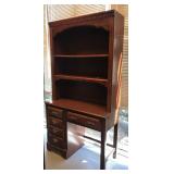 Vintage Two Piece Solid Wood Desk with Shelving