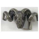 Sterling Silver Ram Head Belt Buckle
