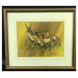 John Tayson Pronghorn Antelope Framed and Matted P
