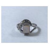 Sterling Silver Marcasite and Pearl Like Ring