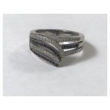 Sterling Silver Marcasite and White Stone Ring