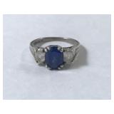 Sterling Silver, Blue and White Stone Ring