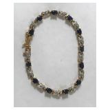 Sterling Silver with Gold Overlay, Blue and White