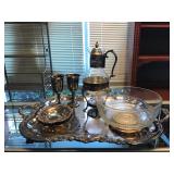 Selection of Silver Plated Goblets, Serving Tray