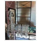 Set of Etched Glass Cocktail Stems and Decanter