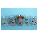 5 EARLY TUMBLERS AMERICAN PRESSED GLASS