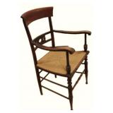 19TH C. RUSH SEAT ARMCHAIR